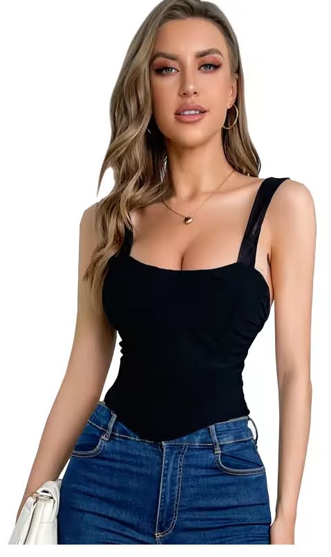Corset Top Negro Escote Cuadrado – Moldea y Estiliza tu Figura