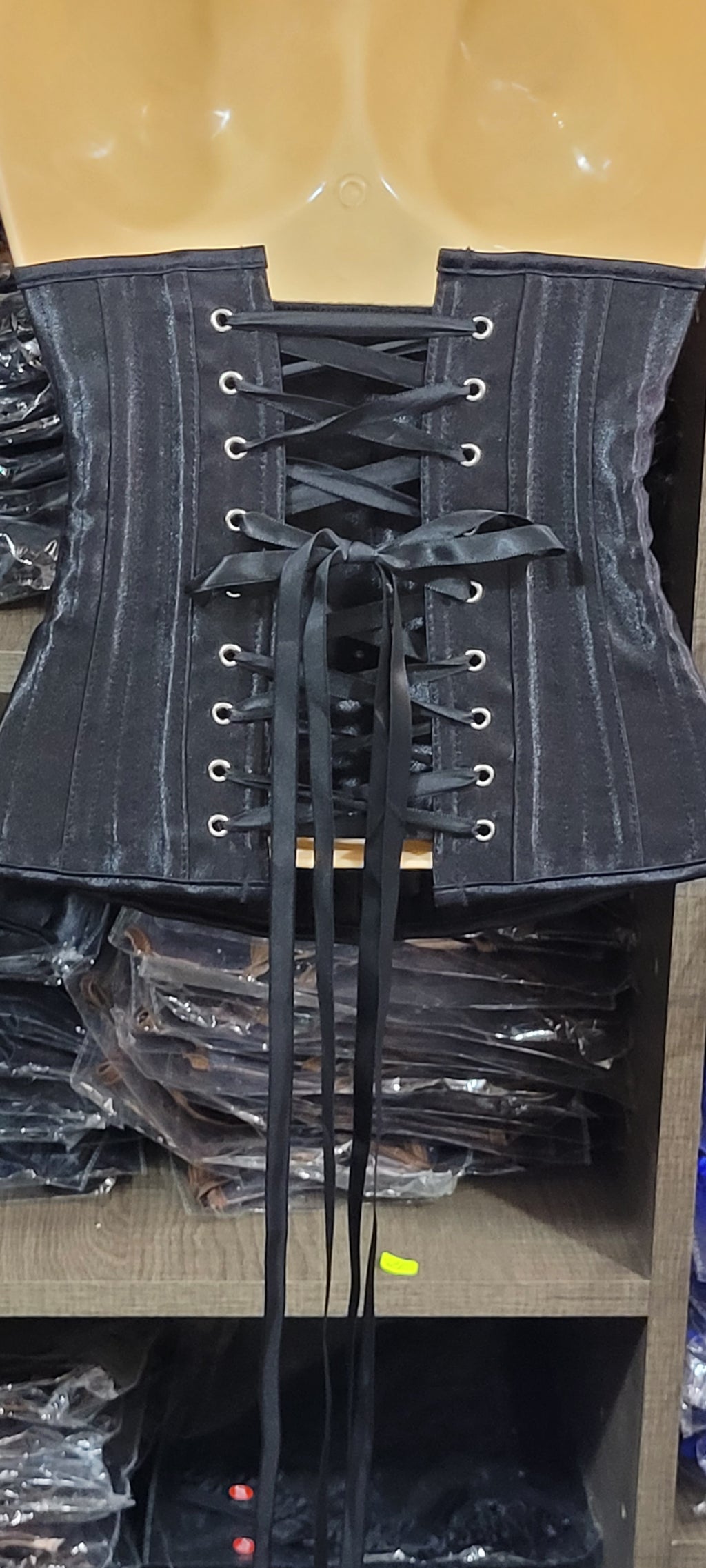 Corset Negro Underbust Moldeador de Cintura con Cordones Ajustables