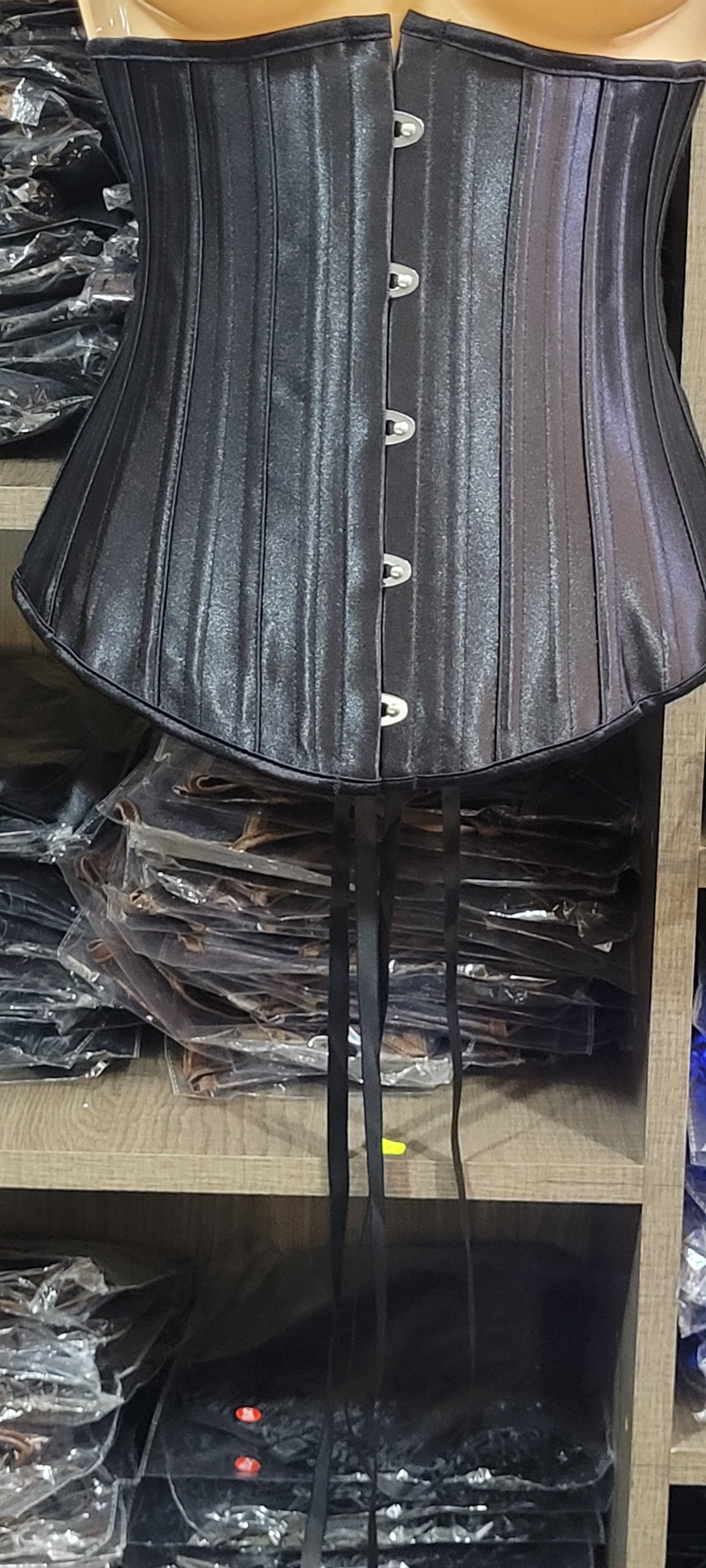 Corset Negro Underbust Moldeador de Cintura con Cordones Ajustables