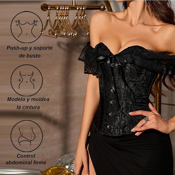Corset de Encaje con Mangas y Amarre Frontal