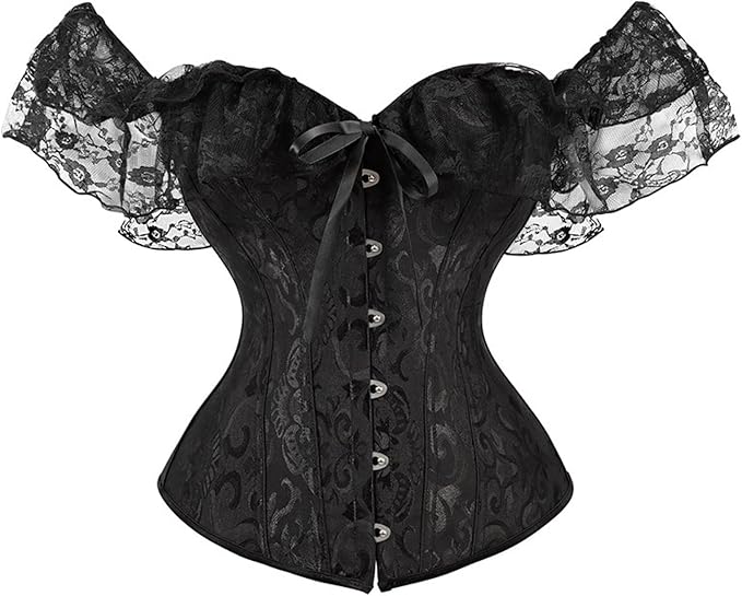 Corset de Encaje con Mangas y Amarre Frontal