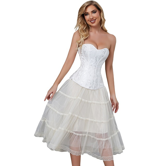 Corsé Strapless Elegante para Mujer – Jacquard Floral, Moldea la Cintura, Top Exterior