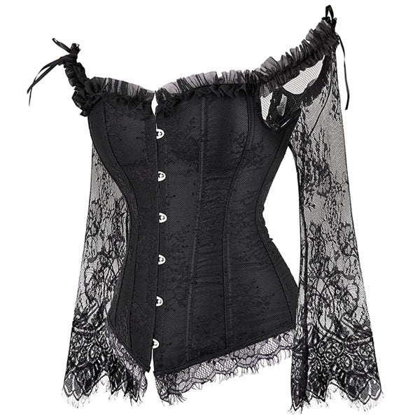 Corsé Gótico Romántico con Mangas Largas de Encaje – Estilo Victoriano Elegante, Prenda Exterior