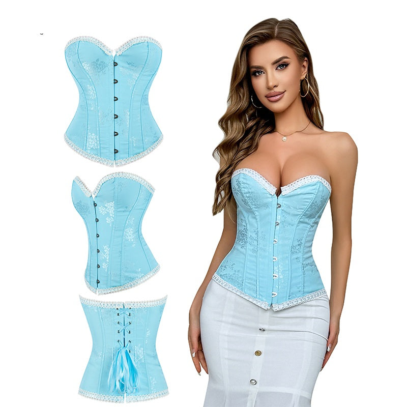 Corset Celeste Victoriano Strapless con Encaje Romántico Moldea tu Figura