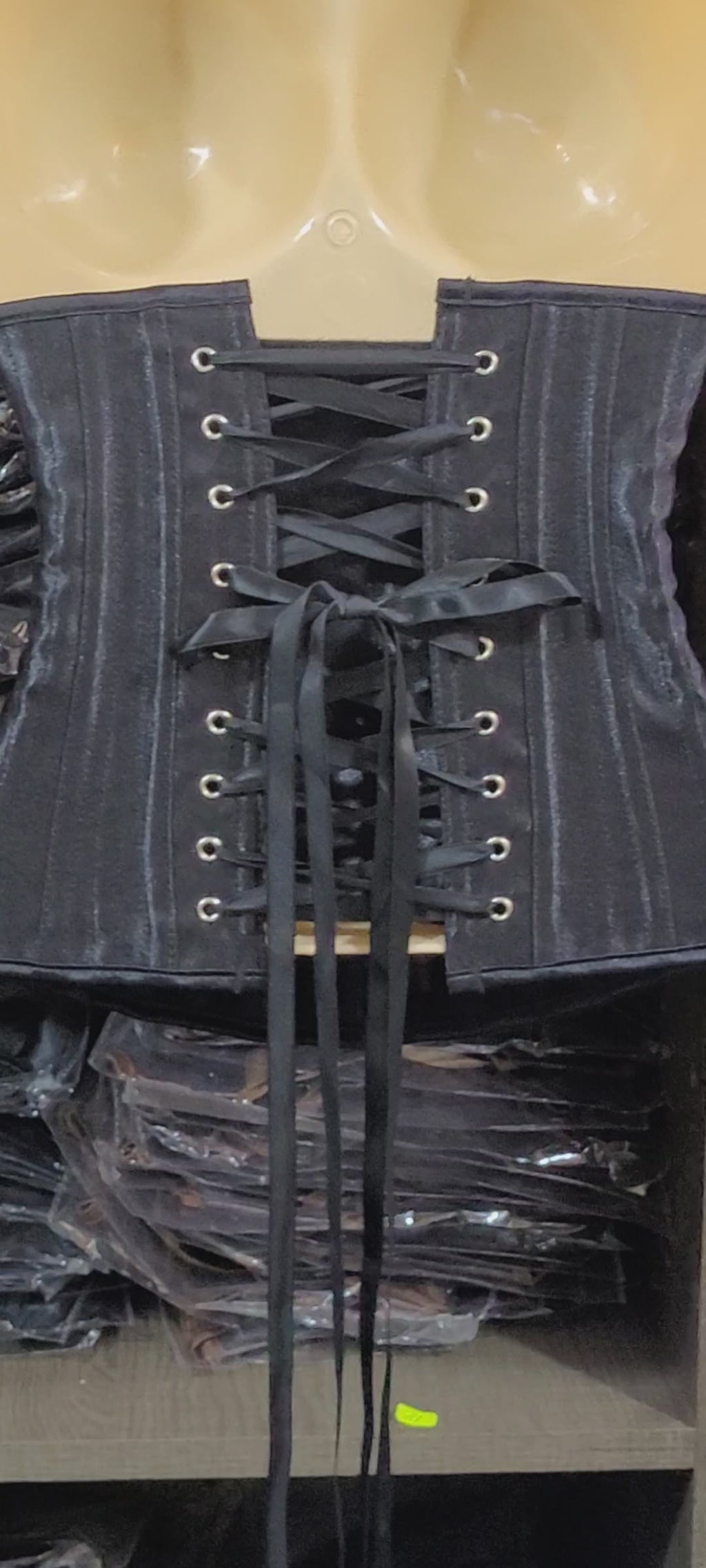 Corset Negro Underbust Moldeador de Cintura con Cordones Ajustables